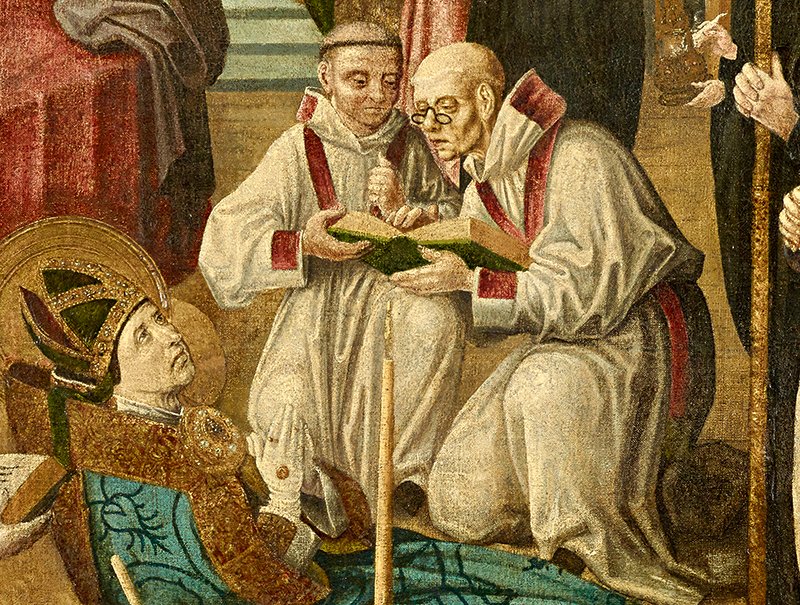 Detail aus: 'Tod des heiligen Martin' (Tafel IV) der Severinuslegende im Hochchor von St. Severin (c) Kolumba, Köln; Lothar Schnepf