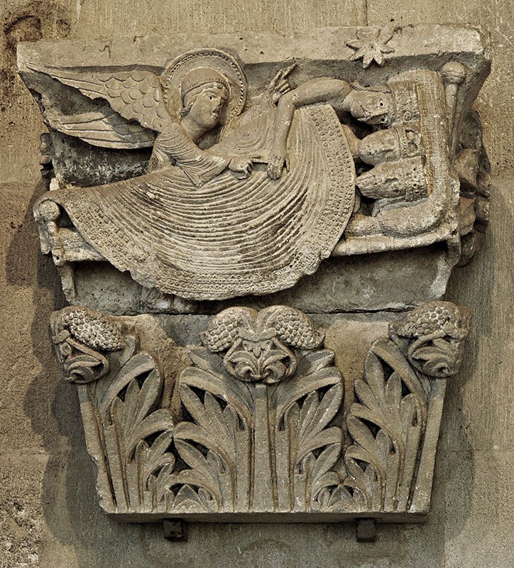Begegnung im Traum (Romanisches Kapitell „Traum der Könige“ in der Kathedrale von Autun in Burgund von Meister Gislebertus, um 1220) (c) SilviaBins